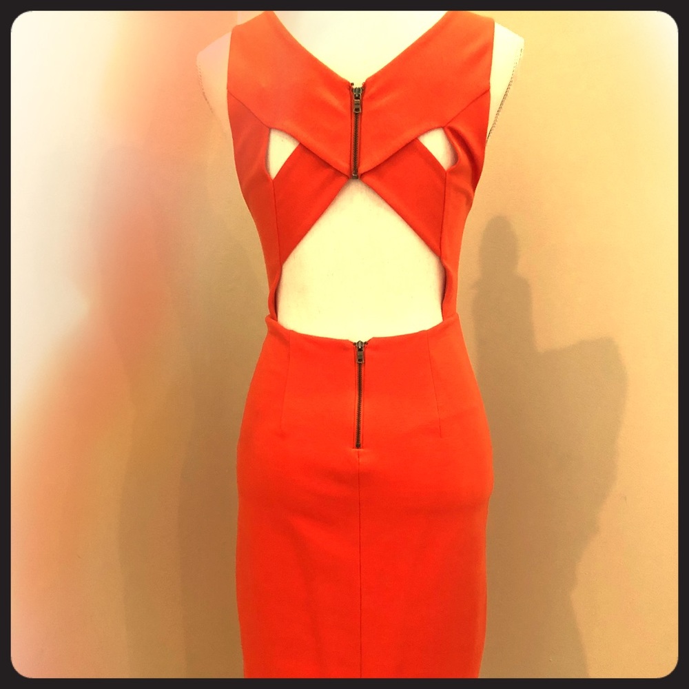 Sexy orange fitted dress
